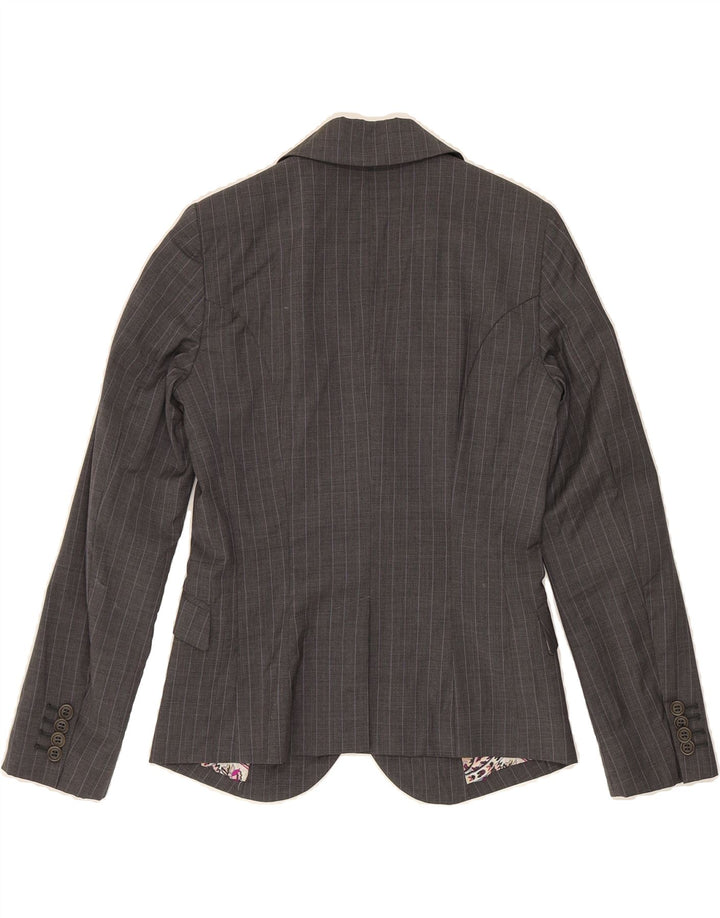 ETRO Womens 2 Button Blazer Jacket IT 38 XS Grey Pinstripe Wool Vintage Etro and Second-Hand Etro from Messina Hembry 