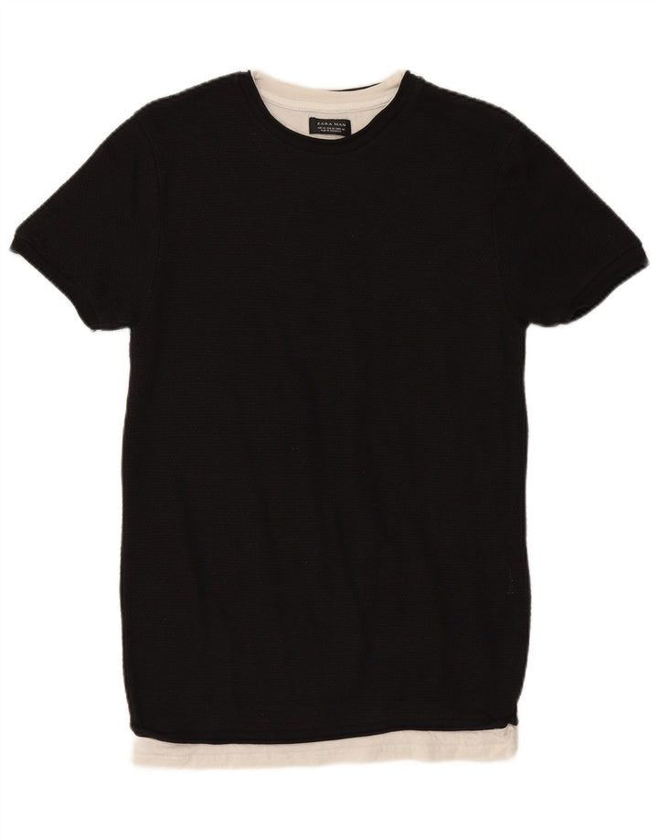 Tricou Bărbați ZARA Top Medium Negru Bumbac