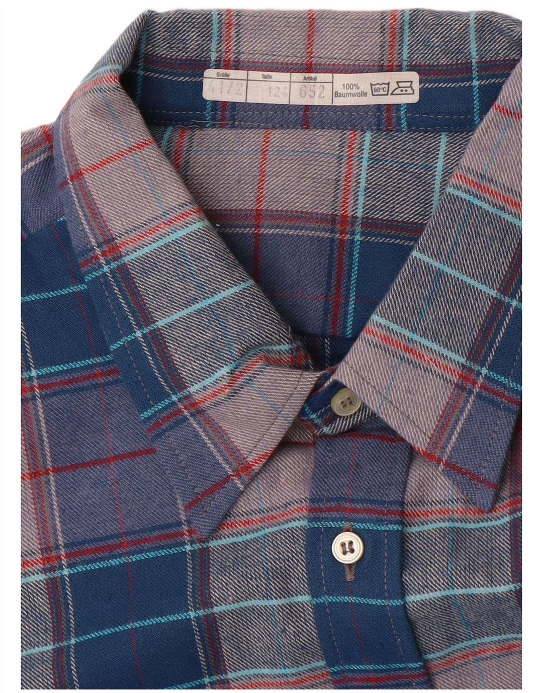 Cămașă de flanel pentru bărbați vintage, mărimea 41, bumbac cu carouri albastre mari