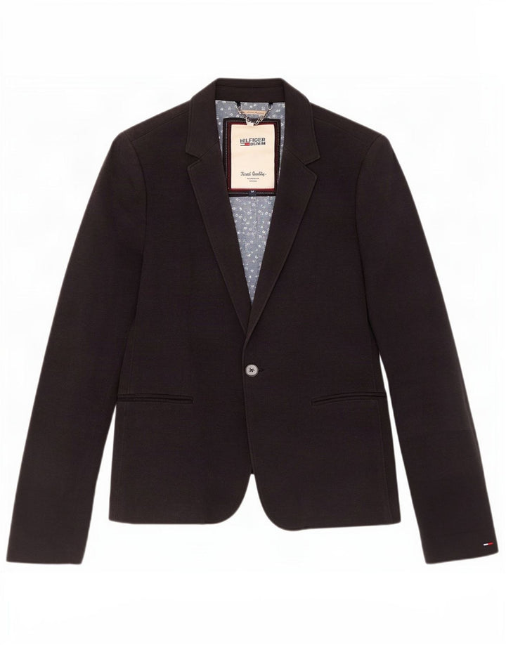 Sacou Tommy Hilfiger pentru femei, cu 1 nasture, UK 12, bumbac mediu albastru bleumarin