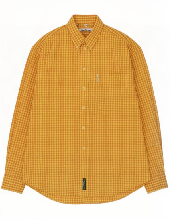 Ben Sherman Mens Shirt Medium Yellow Check