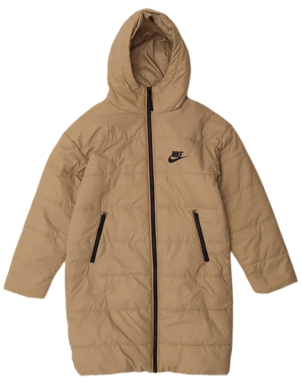 Palton capitonat supradimensionat cu glugă pentru femei Nike UK 6 XS poliester bej