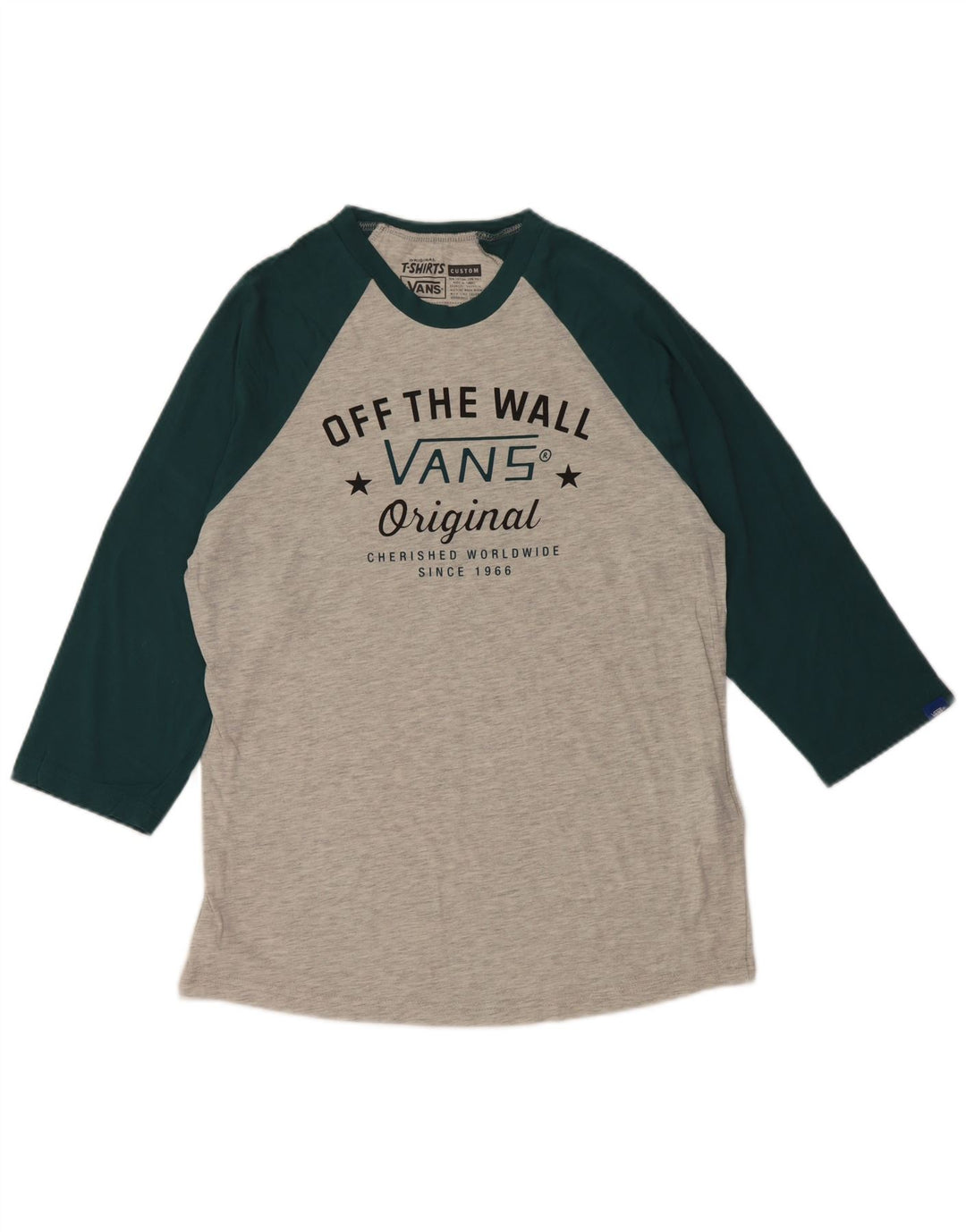 VANS, personalizat, cu grafică, cu mâneci 3/4, din bumbac color-bloc, gri mic