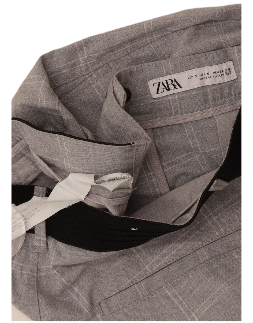 Pantaloni chino slim pentru bărbați ZARA Mici L30 L29 Poliester cu carouri gri