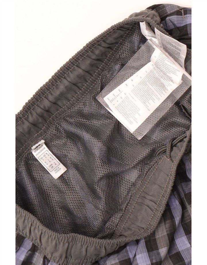 Pantaloni scurți de înot Adidas pentru bărbați, poliester cu carouri mici, gri