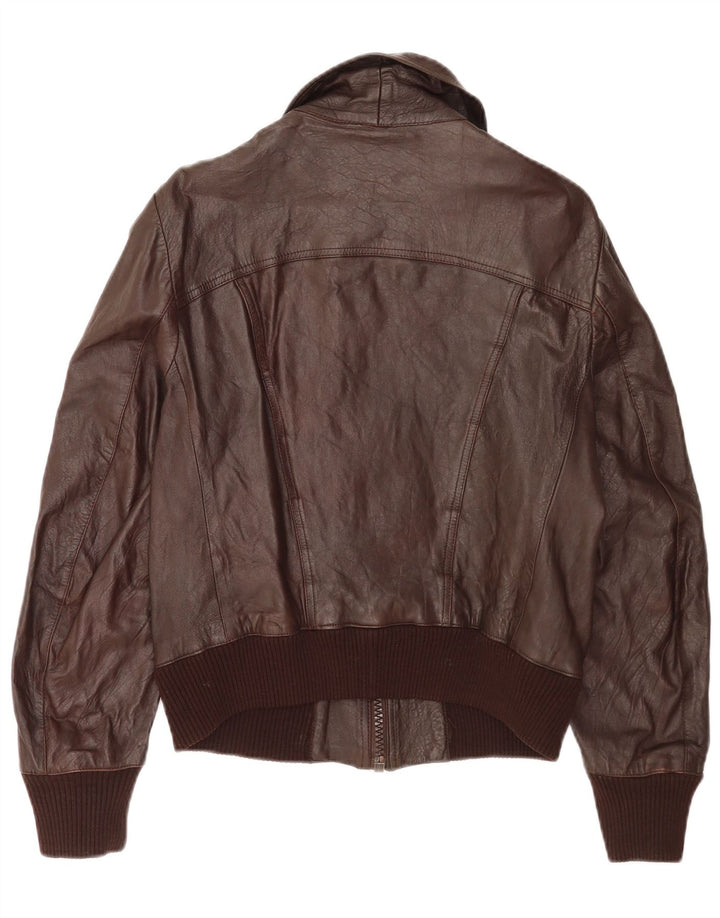 Jachetă Bomber din piele vintage pentru femei IT 48 XL din piele maro