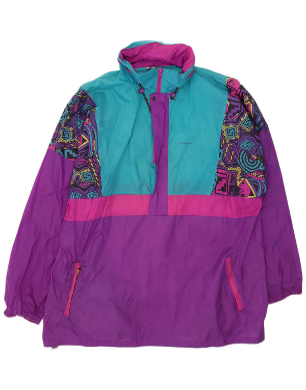 Vintage Mens Pullover Rain Jacket UK 44 2XL Purple Colourblock Polyamide
