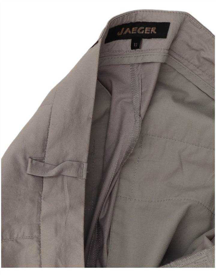 Jaeger Pantaloni de costum crop pentru femei UK 12 Medium L32 L25 Gri Poliester