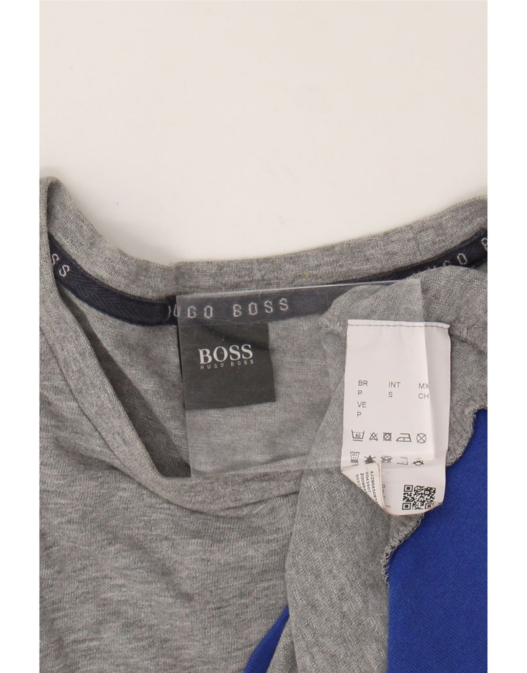 HUGO BOSS Mens Graphic Top Long Sleeve Small Grey Cotton