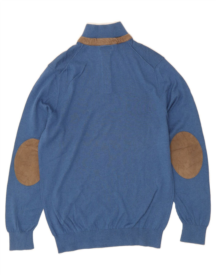 MASSIMO DUTTI Mens Button Neck Jumper Sweater Medium Blue Cotton Vintage Massimo Dutti and Second-Hand Massimo Dutti from Messina Hembry 
