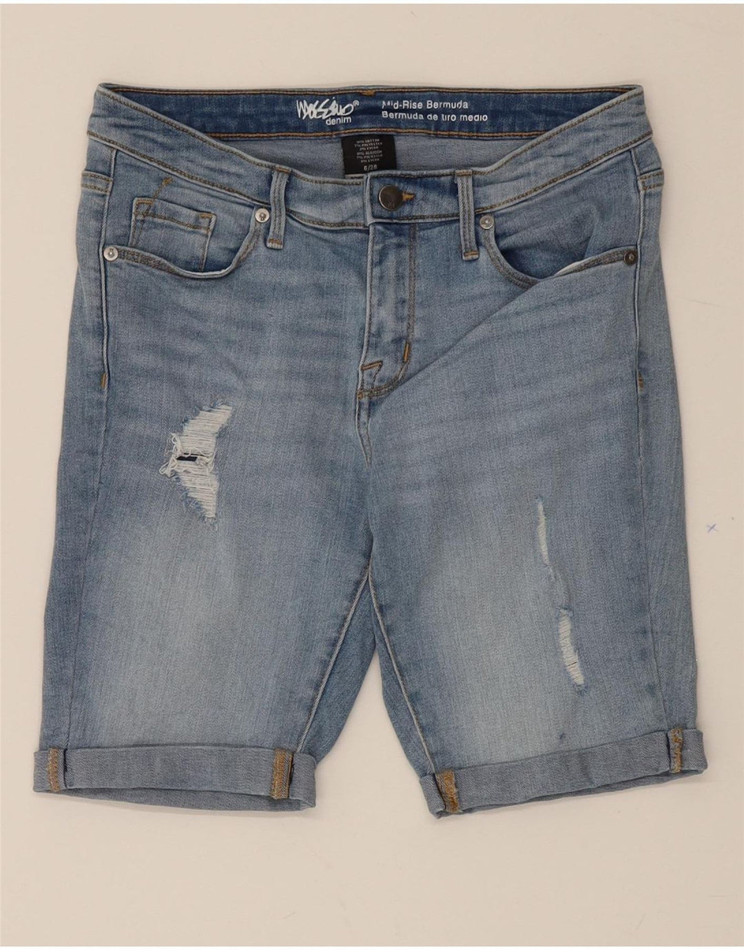 MOSSIMO Womens Mid Rise Mid Rise Bermuda Denim Shorts US 6 Medium W28 Blue Vintage Mossimo and Second-Hand Mossimo from Messina Hembry 