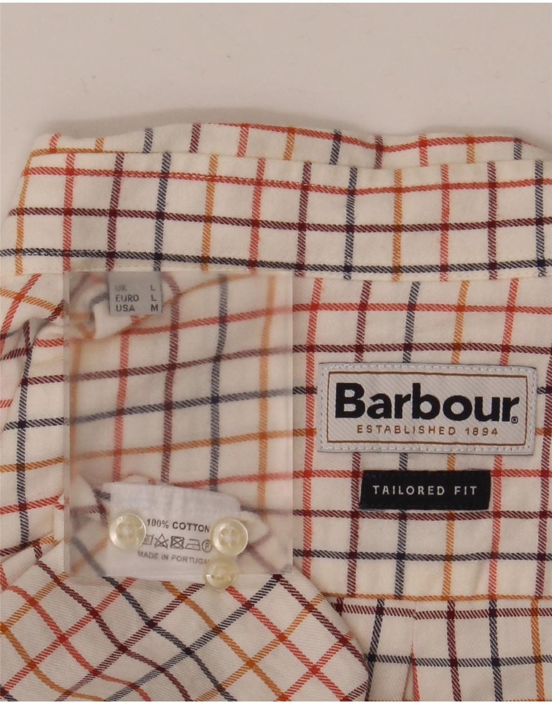 Cămașă pentru bărbați Barbour Tailored Fit, mare din bumbac cu carouri albe