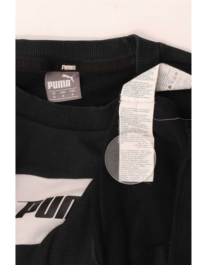 Pulover Puma pentru bărbați, bumbac color bloc negru mediu