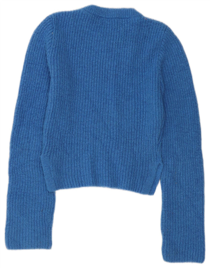 Pulover pentru femei Zara Crop Crew Gate UK 12 Poliester albastru mediu