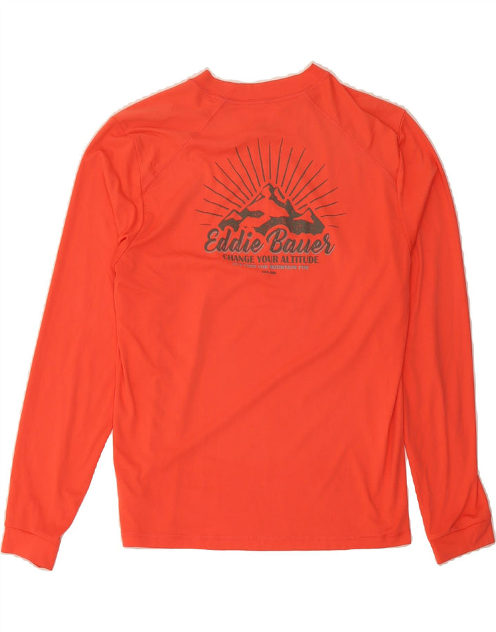 EDDIE BAUER Womens Graphic Top Long Sleeve UK 14 Medium Orange Polyester Vintage Eddie Bauer and Second-Hand Eddie Bauer from Messina Hembry 