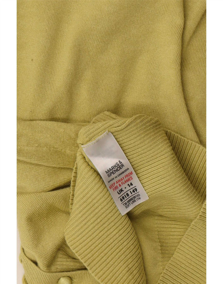Pulover cardigan pentru femei Marks & Spencer cu mâneci 3/4 UK 14 verde mediu