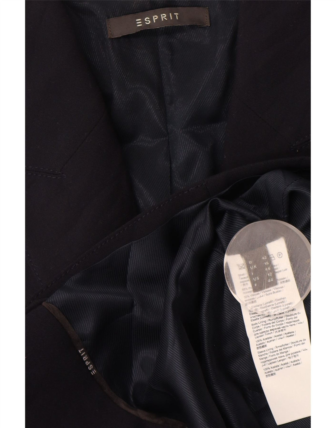 Sacou blazer pentru femei Esprit cu 2 nasturi UK 16 mare, albastru bleumarin, poliester