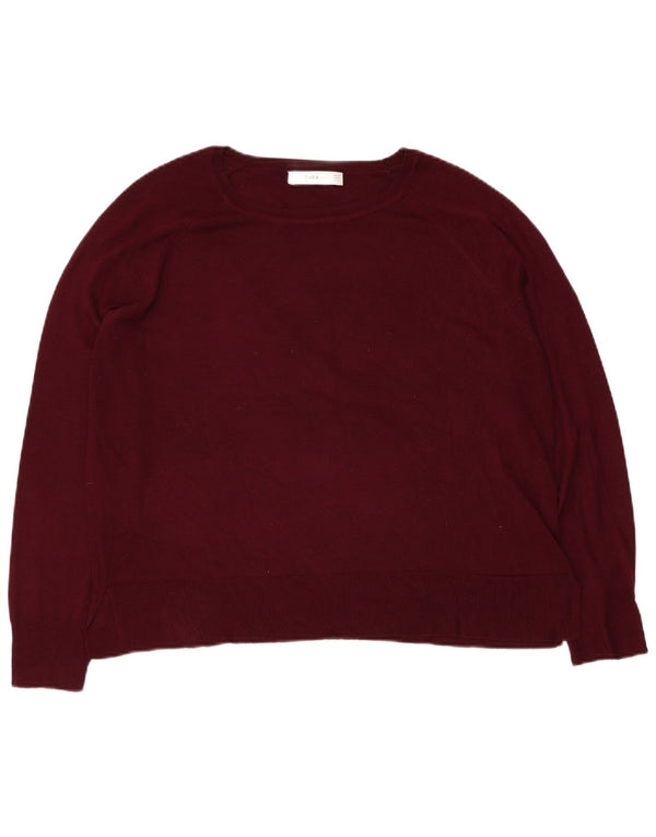 Pulover pentru femeie Zara cu gât de barcă UK 14 Burgundy mediu