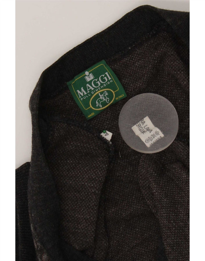 Cardigan Vintage pentru bărbați, fără mâneci, din lână virgină geometrică, gri mediu