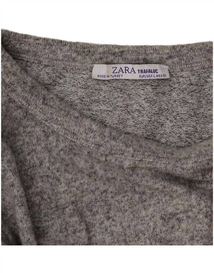 Crop Top pentru femei Zara cu mânecă lungă UK 14 mare gri