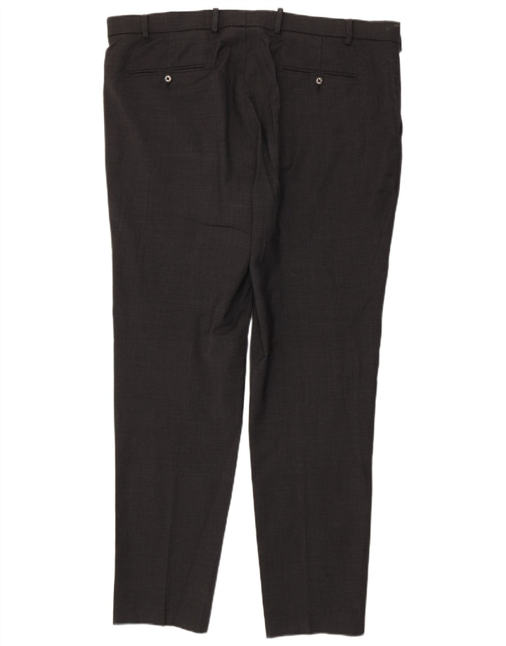 Marks & Spencer Pantaloni de costum slim, croiți, pentru bărbați, L40 L33, lână gri