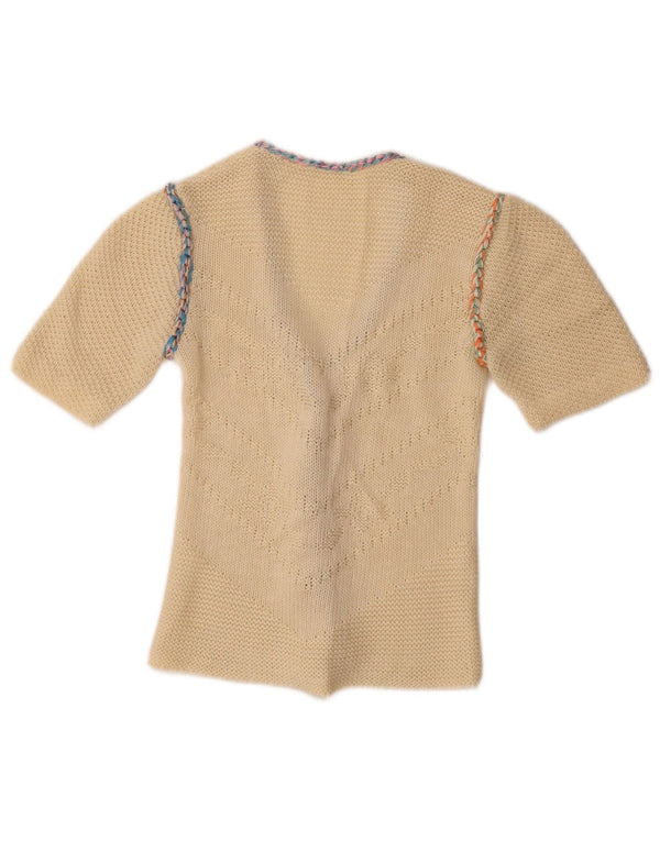 Cardigan vintage cu mânecă scurtă pentru femei UK 4 XS alb