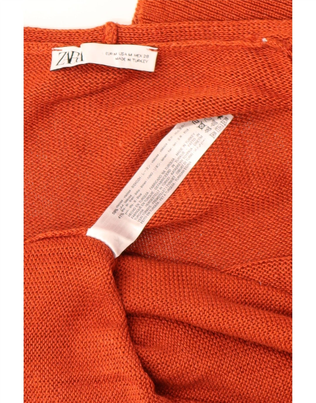 Pulover cardigan deschis pentru femei Zara UK 14 Viscoză portocalie medie