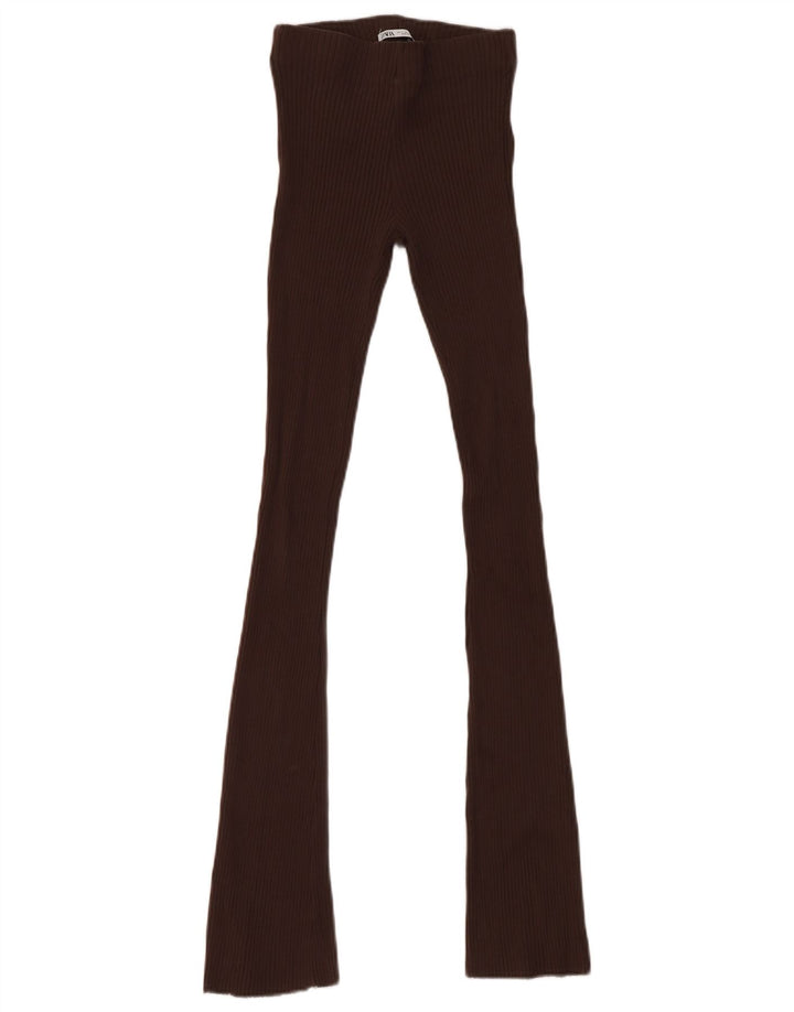 Leggings de damă Zara UK 8 mici, maro, bumbac