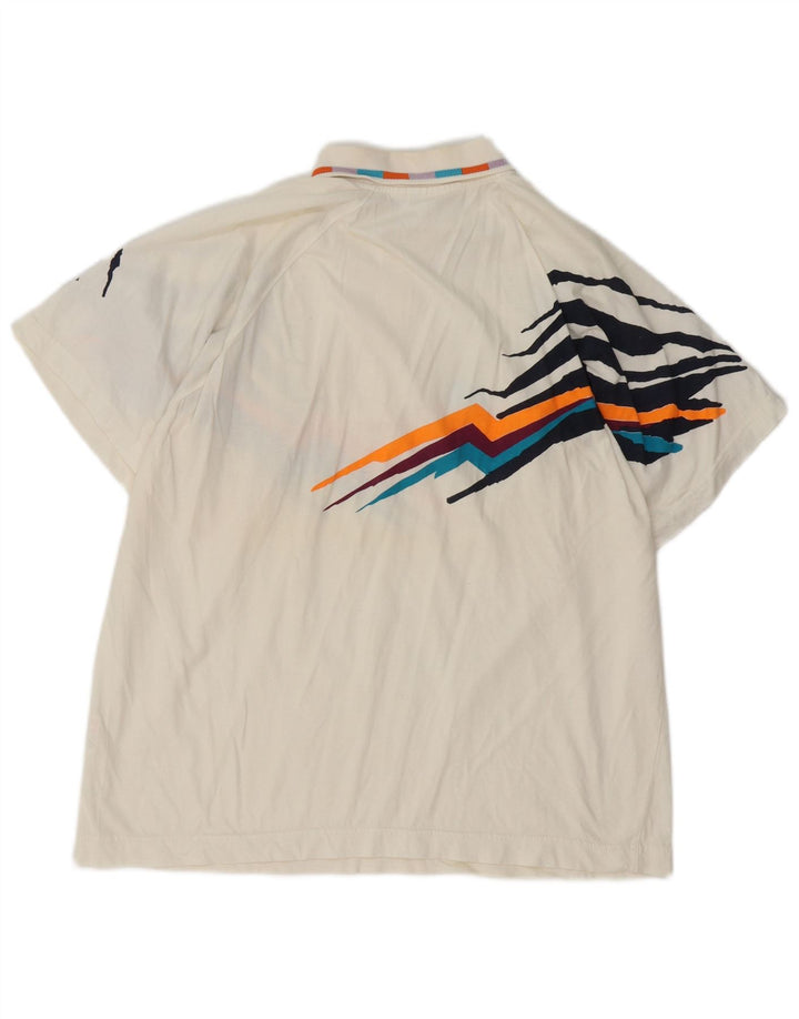 Tricou polo grafic pentru bărbați Lotto, bumbac alb mediu