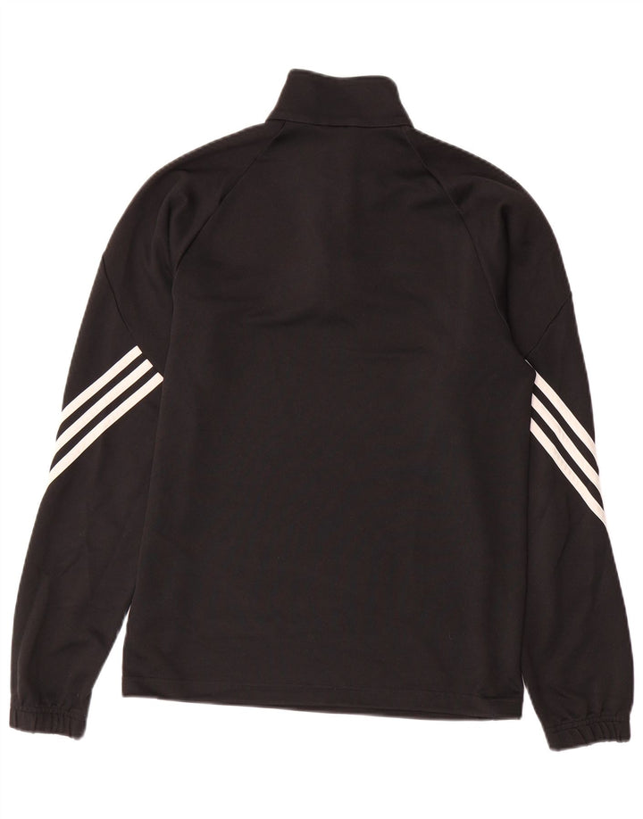 ADIDAS Mens Climalite Zip Neck Pullover Trening Top Mic Negru
