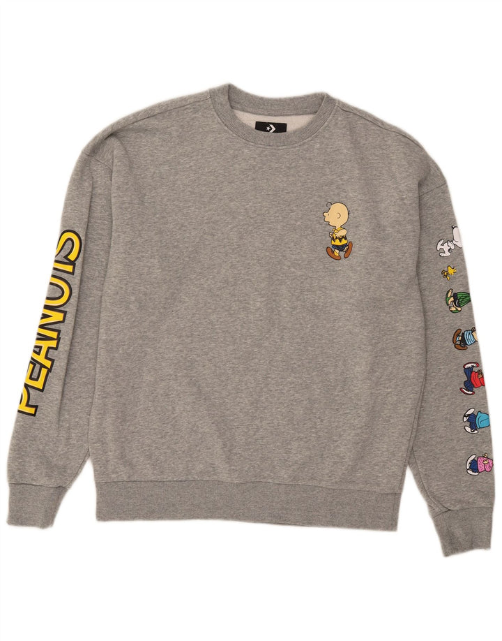 Pulover pentru bărbați Converse Peanuts Graphic Pulover din bumbac mediu gri