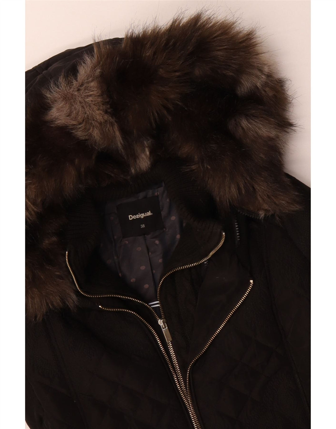 DESIGUAL Jachetă matlasată cu glugă pentru femei EU 38 Medium Black Paisley