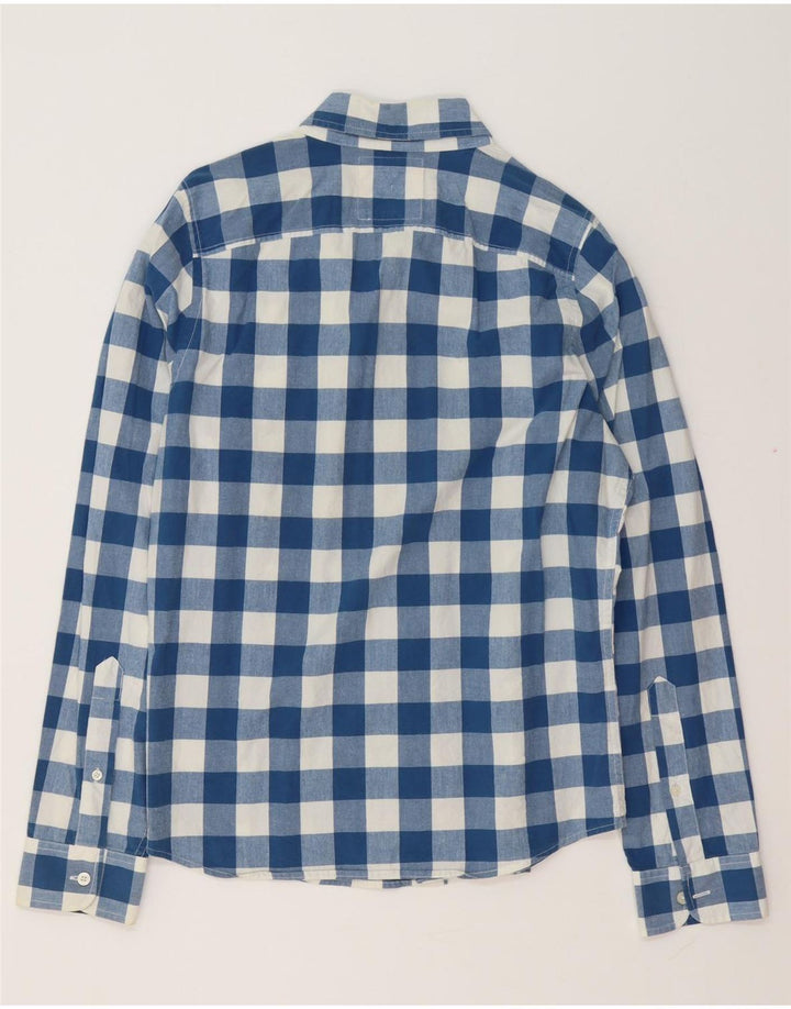 Cămașă Hollister pentru bărbați, albastru mediu, bumbac Gingham