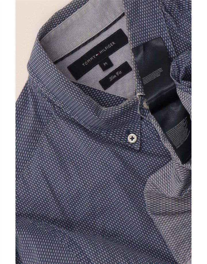 Cămașă Slim Fit Tommy Hilfiger pentru bărbați, bumbac cu pete albastre medii