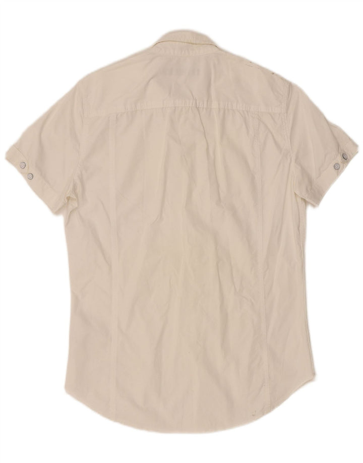 CALVIN KLEIN JEANS Mens Short Sleeve Shirt Small White Cotton