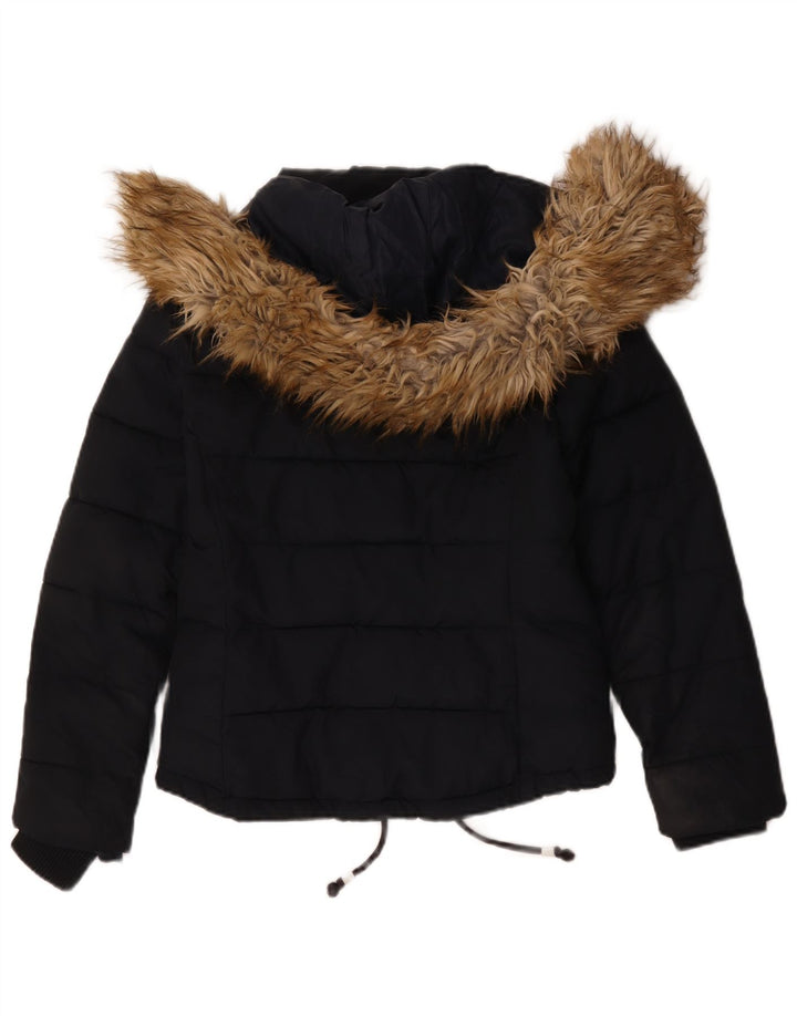 Jachetă căptușită cu glugă Topshop pentru femei UK 8 Small, bleumarin, poliester