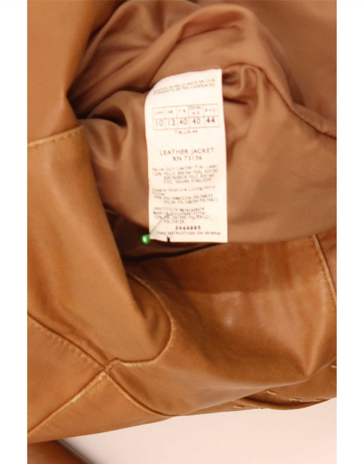 Jachetă de piele vintage pentru femei UK 12 piele maro medie