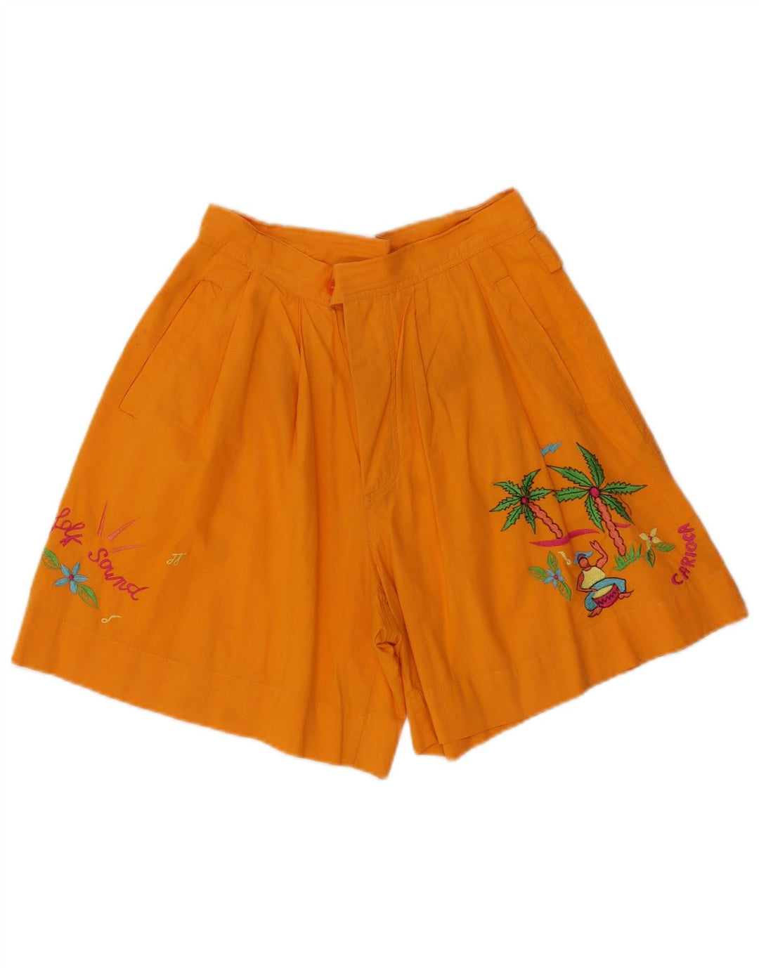 Pantaloni scurti chino vintage pentru femei, cu grafică, W28, portocaliu mediu