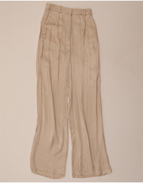 ZARA Womens High Waist Flare Casual Trousers  XS W24 L32 Beige Viscose
