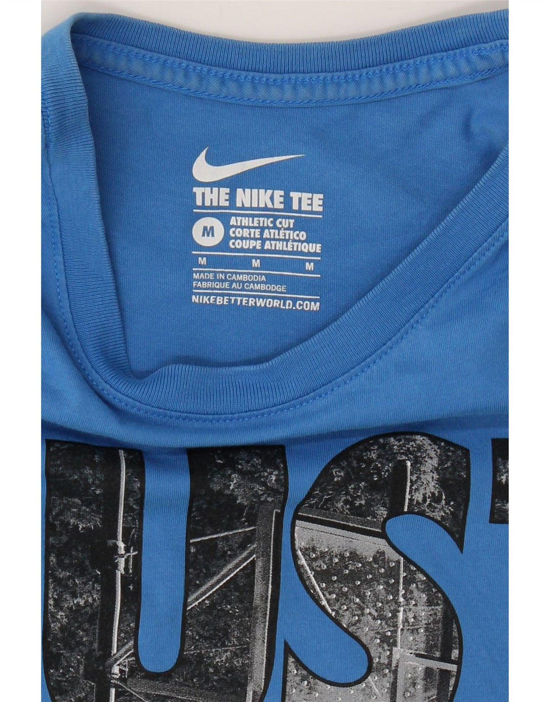 NIKE Womens Athletic Cut Graphic T-Shirt Top UK 14 Medium Blue Vintage Nike and Second-Hand Nike from Messina Hembry 