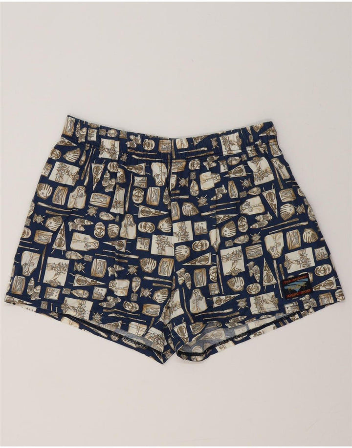 Pantaloni scurți de baie pentru bărbați VINTAGE, mari, bleumarin, geometrici