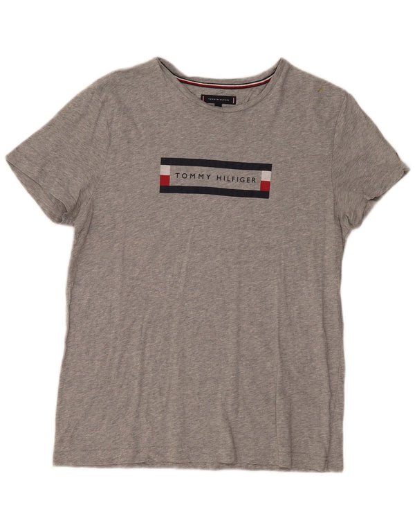 Tricou grafic Tommy Hilfiger pentru femei Top mare bumbac gri