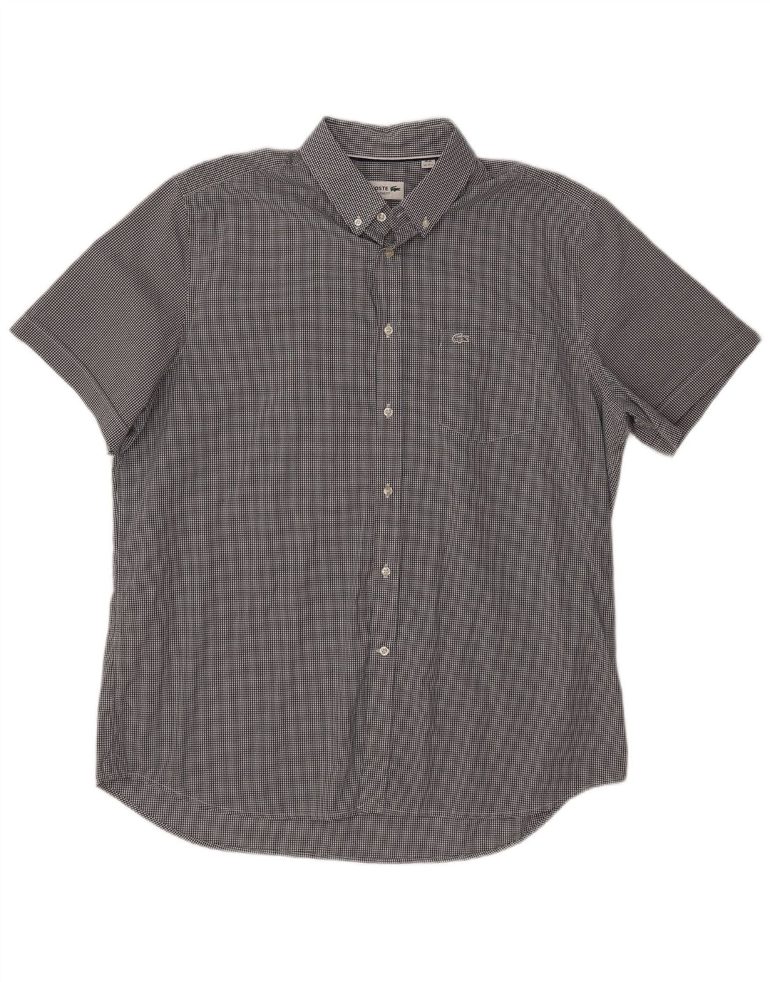 Cămașă cu mânecă scurtă pentru bărbați LACOSTE Mărimea 44 17 1/2 XL Negru Gingham