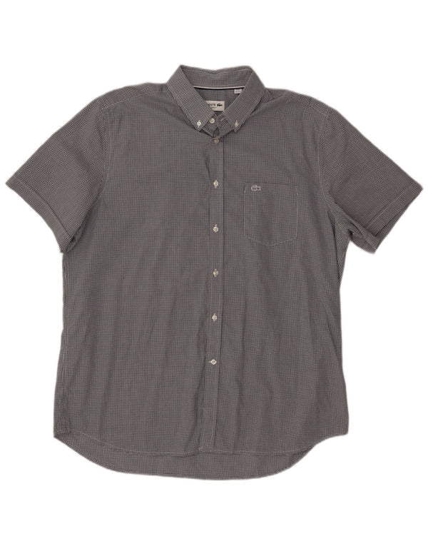 Cămașă cu mânecă scurtă pentru bărbați LACOSTE Mărimea 44 17 1/2 XL Negru Gingham