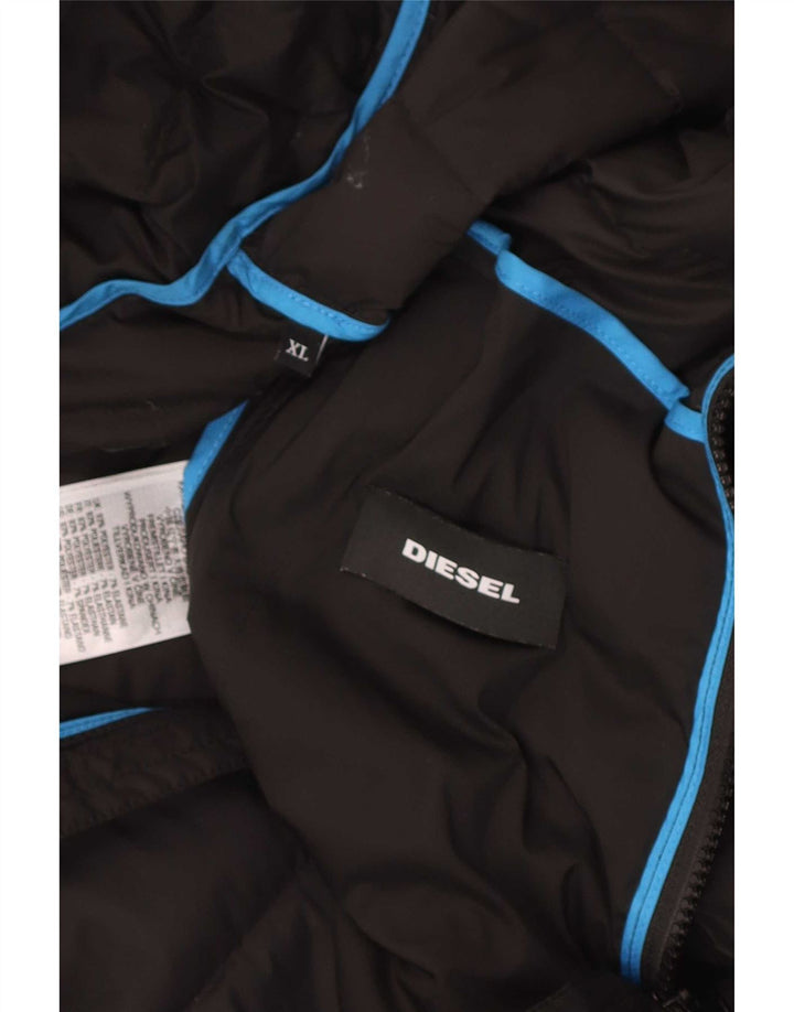 Jachetă căptușită cu glugă pentru bărbați Diesel UK 42 XL Poliester negru