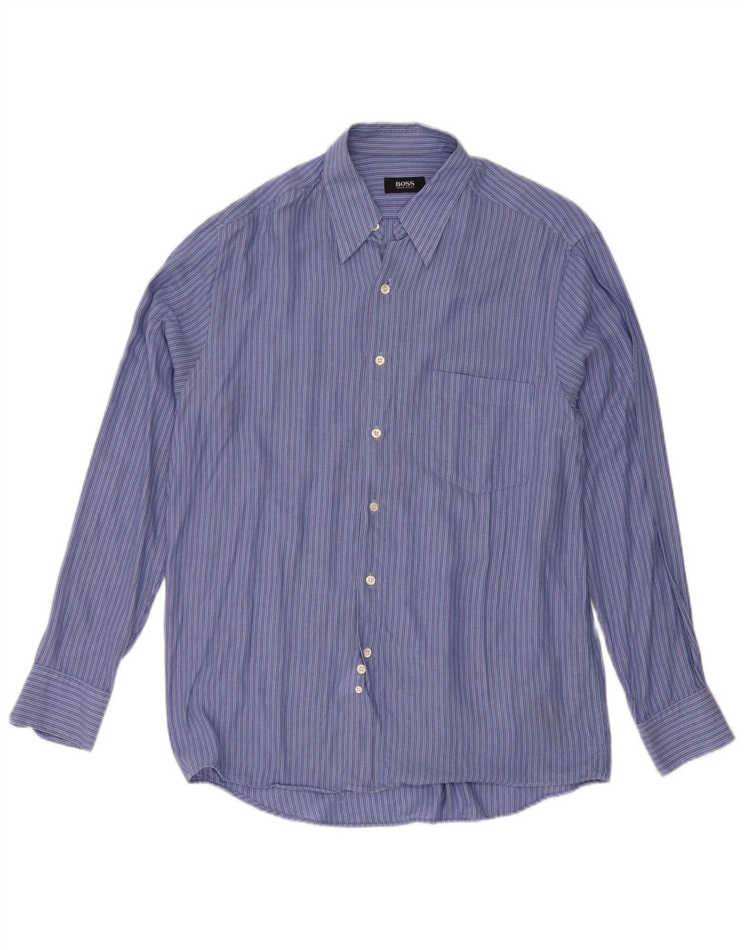 Cămașă pentru bărbați Hugo Boss Mărimea 40 Medium Blue Striped Bumbac Classic