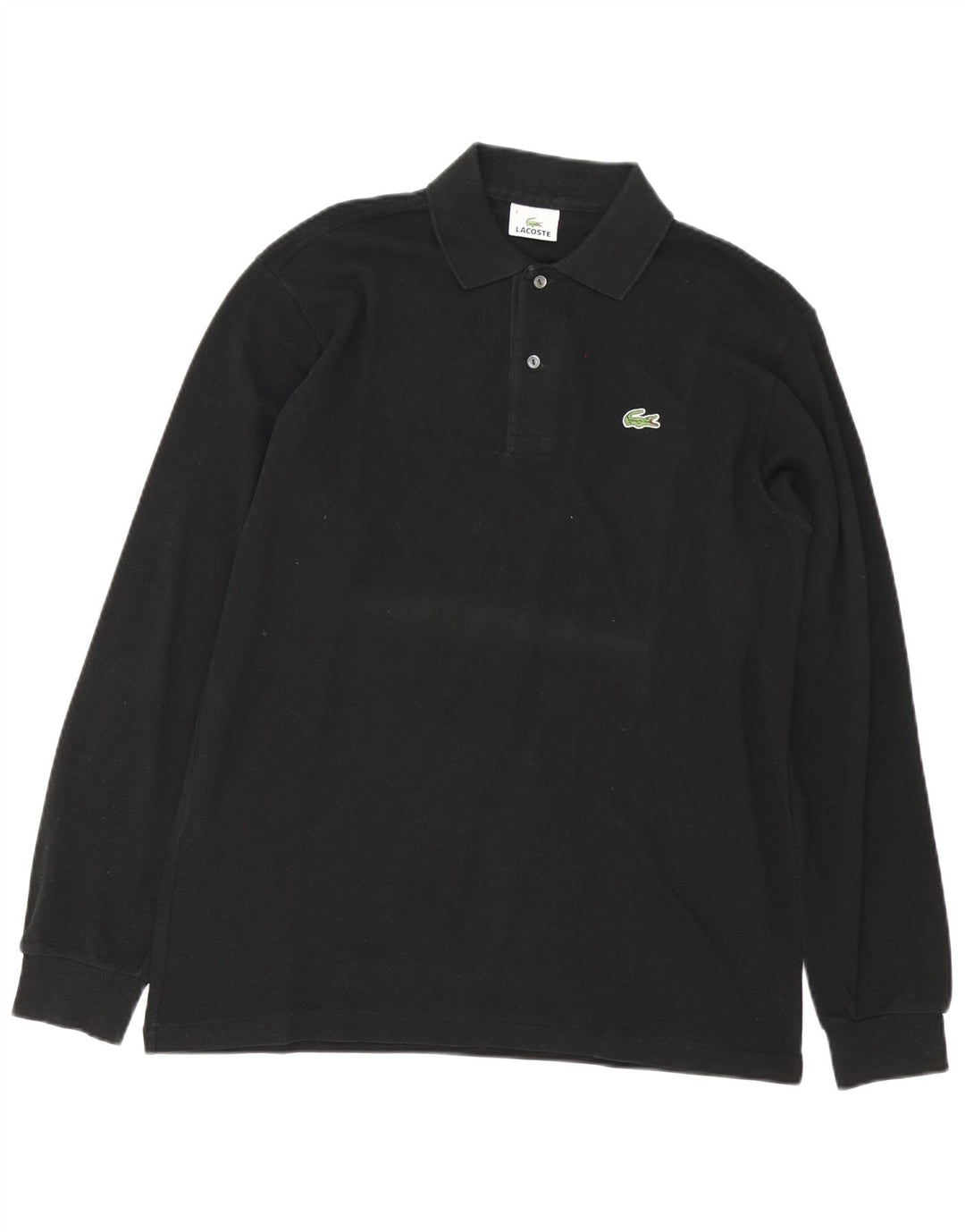 Tricou polo pentru bărbați Lacoste cu mânecă lungă, mărime 4, bumbac mediu negru