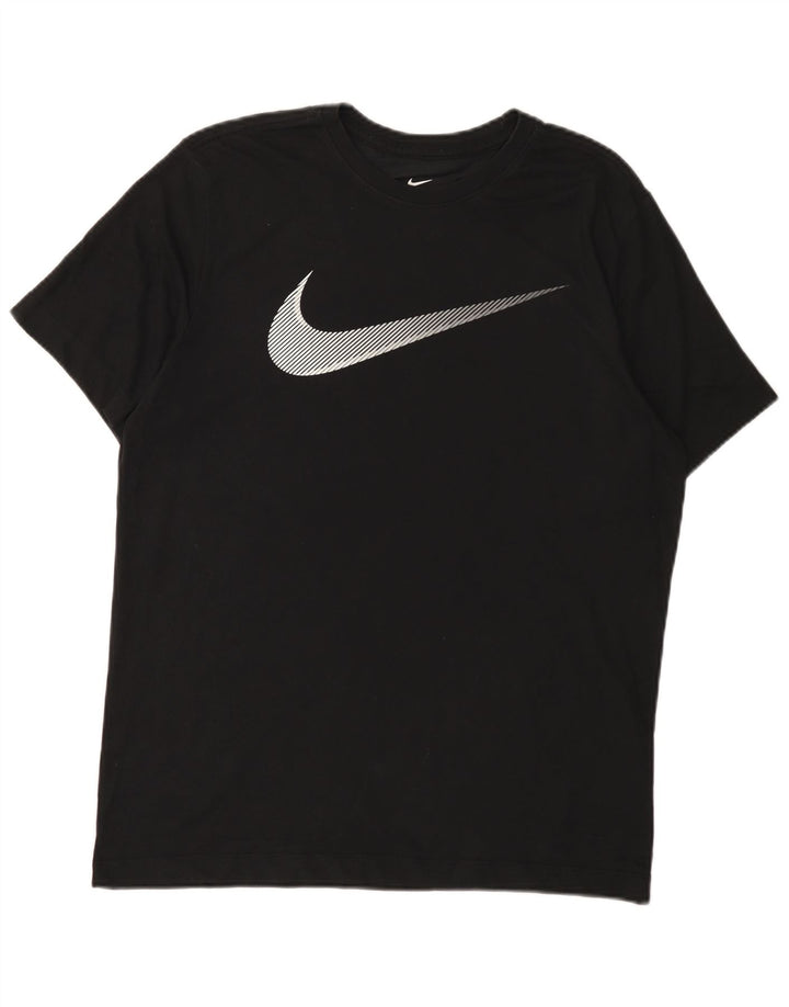 Tricou grafic Nike Dri Fit pentru bărbați Top, bumbac mediu negru