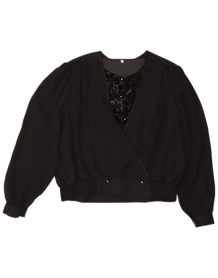 Bluză cămașă pentru femei VINTAGE IT 50 XL Viscoză neagră