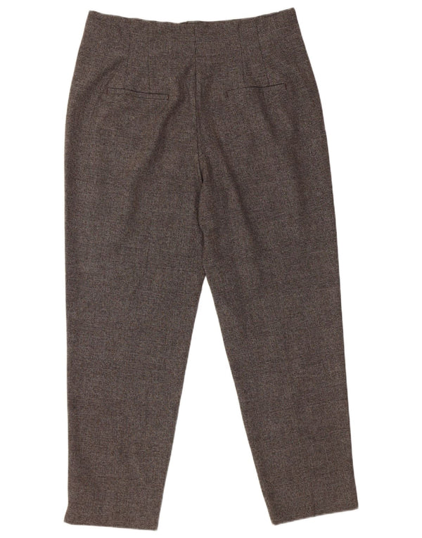 Pantaloni tăiați pentru femei cu talie înaltă Zara EU 42 Large W32 L27 Gri Clasic